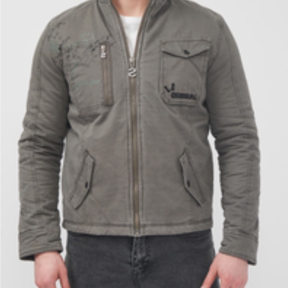 EUC Desigual Men’s Grey Bomber Jacket Sz M/L - Picture 3 of 11